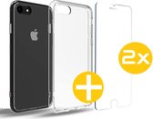 iPhone SE Hoesje + 2x iPhone SE Screenprotector | Silicone case | Transparant Hoesje + 2x Screenprotector | Tempered Glass Geschikt voor iPhone SE 2022 / 2020 / 8 / 7