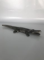 Decoratief beeld – Krokodil – 30 x 9 x 5 cm- Raw aluminium