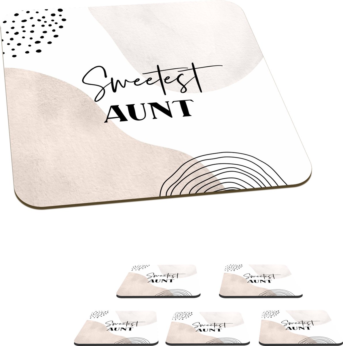 Onderzetters voor glazen - Spreuken - Tante - Familie - Aunt - 10x10 cm - Glasonderzetters - 6 stuks