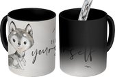 Magische Mok - Foto op Warmte Mokken - Koffiemok - Spreuken - Wolf - Be yourself - Kinderen - Jongens - Meisjes - Waterverf - Magic Mok - Beker - 350 ML - Theemok