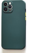 Apple iphone 12 Pro max Hoesje Back Cover met camera bescherming Donker groen 1x Gratis Glass Screenprotector