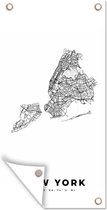 Tuinposter New York - Kaart - Amerika - 40x80 cm - Wanddecoratie Buiten - Tuinposter - Tuindoek - Schuttingposter - Tuinschilderij