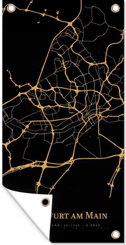 Affiche de clôture Frankfurt am Main - Carte - Goud - 100x200 cm - Toile de jardin
