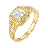 Twice As Nice Ring in 18kt verguld zilver, vierkante zirkonia, kleine zirkonia 52