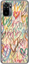 Coque Xiaomi Redmi Note 10 - Une illustration avec des coeurs en arrière-plan - Coque de téléphone en Siliconen
