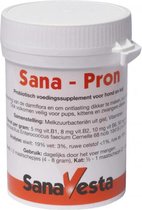 Sana-Pron Probiotic voor hond en kat geeft u voor/om: - Darmflora te ondersteunen - Ontlasting dikker te maken - Opname voedingsstoffen verbeteren