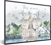 Fotolijst incl. Poster - Quotes - Spreuken - Kinderen - This prince rules the castle - Kids - Baby - Boys - 40x30 cm - Posterlijst