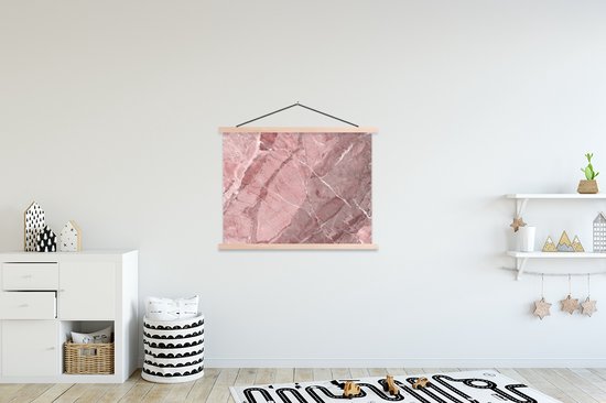 Porte-affiche avec affiche - Affiche scolaire - Rose - Granit - Pierres - Wit - 120x90 cm - Lattes transparentes