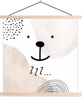 Posterhanger incl. Poster 120x120 cm - Schoolplaat - Spreuken - Quotes - Zzz... - Baby - Kids - Kinderen - Textielposter - Blanke latten