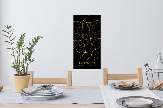 Muurstickers - Sticker Folie - Dortmund - Kaart - Goud - 20x40 cm - Plakfolie - Muurstickers Kinderkamer - Zelfklevend Behang - Zelfklevend behangpapier - Stickerfolie