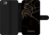 Bookcase Geschikt voor iPhone SE 2020 telefoonhoesje - Venetië - Kaart - Goud - Met vakjes - Wallet case met magneetsluiting