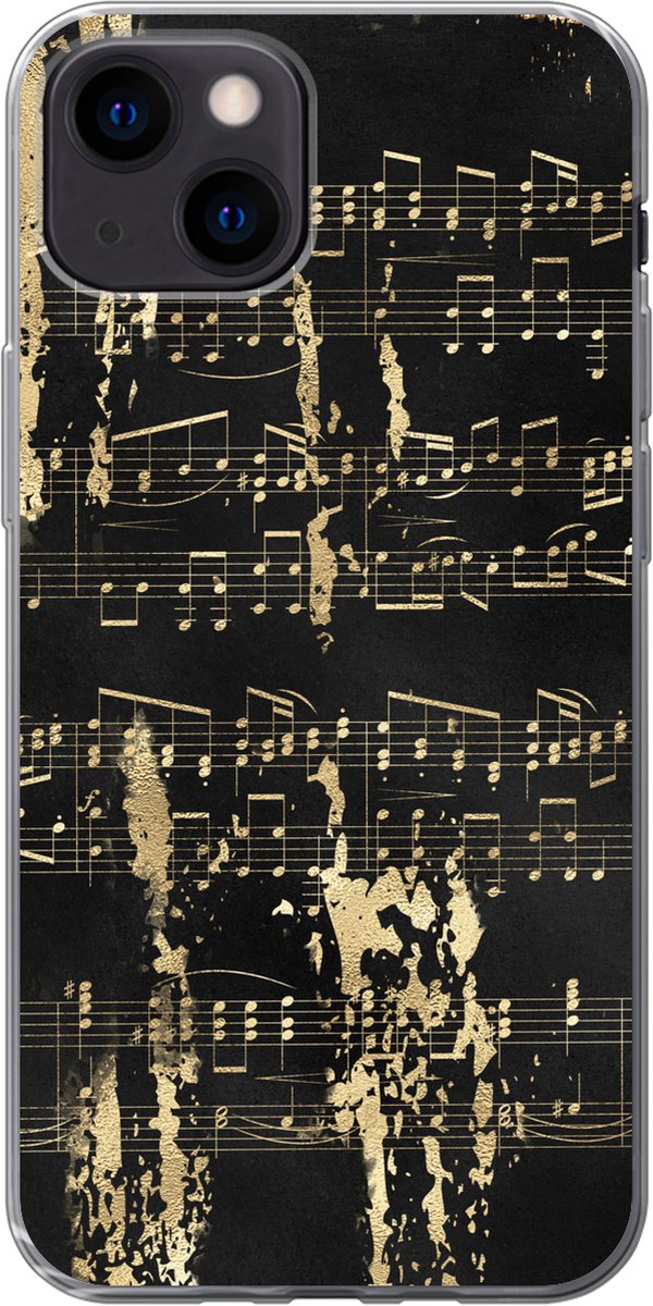 Telefoonhoesje Geschikt voor iPhone 13 mini hoesje - Muziek - Goud - Zwart - Siliconen Telefoonhoesje Telefoonhoesje
