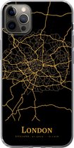 Geschikt voor iPhone 13 Pro Max hoesje - Londen - Kaart - Gold - Siliconen Telefoonhoesje