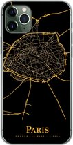 Geschikt voor iPhone 11 Pro Max hoesje - Parijs - Kaart - Gold - Siliconen Telefoonhoesje