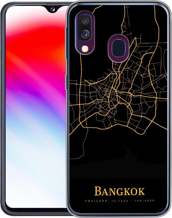 Coque Samsung Galaxy A40 - Bangkok - Carte - Or - Coque de téléphone en Siliconen