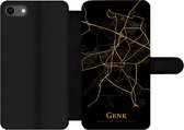 Bookcase Geschikt voor iPhone SE 2020 telefoonhoesje - Genk - Kaart - Gold - Met vakjes - Wallet case met magneetsluiting