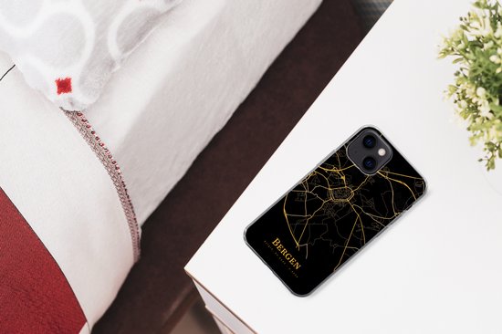 Coque iPhone 13 - Montagnes - Carte - Or - Coque de téléphone en Siliconen