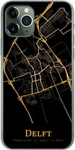Geschikt voor iPhone 11 Pro hoesje - Delft - Kaart - Goud - Siliconen Telefoonhoesje