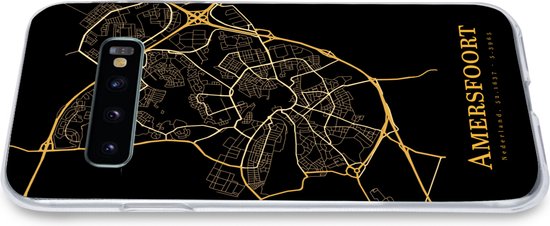 Coque Samsung Galaxy S10 - Amersfoort - Carte - Or - Zwart - Coque de téléphone en Siliconen