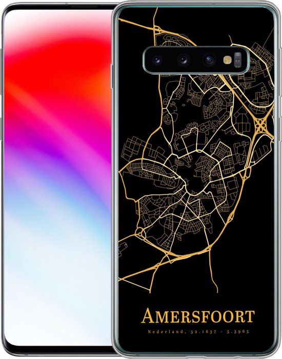 Coque Samsung Galaxy S10 - Amersfoort - Carte - Or - Zwart - Coque de téléphone en Siliconen
