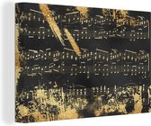 Canvas Schilderij Muziek - Goud - Zwart - 90x60 cm - Wanddecoratie