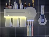 WhiteTeeth tandenborstelhouder - blauw - tandpasta dispenser - tandenborstelhouder electrische - badkamer organizer - opbergbox