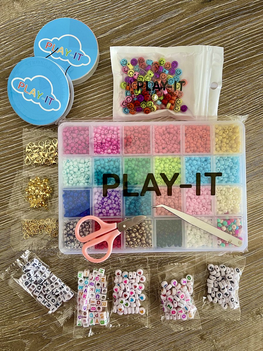 PLAY IT Kralen Mega Set XXL Knutselen Meisjes - 4 mm - Incl.Smiley, Letter & Hartjes Kralen — afbeelding 8