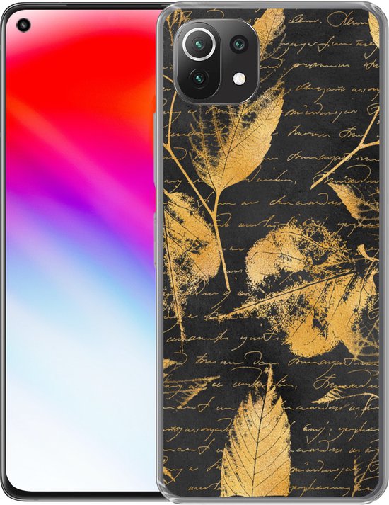 Coque Xiaomi 11T - Or - Feuilles - Zwart - Coque de téléphone en Siliconen