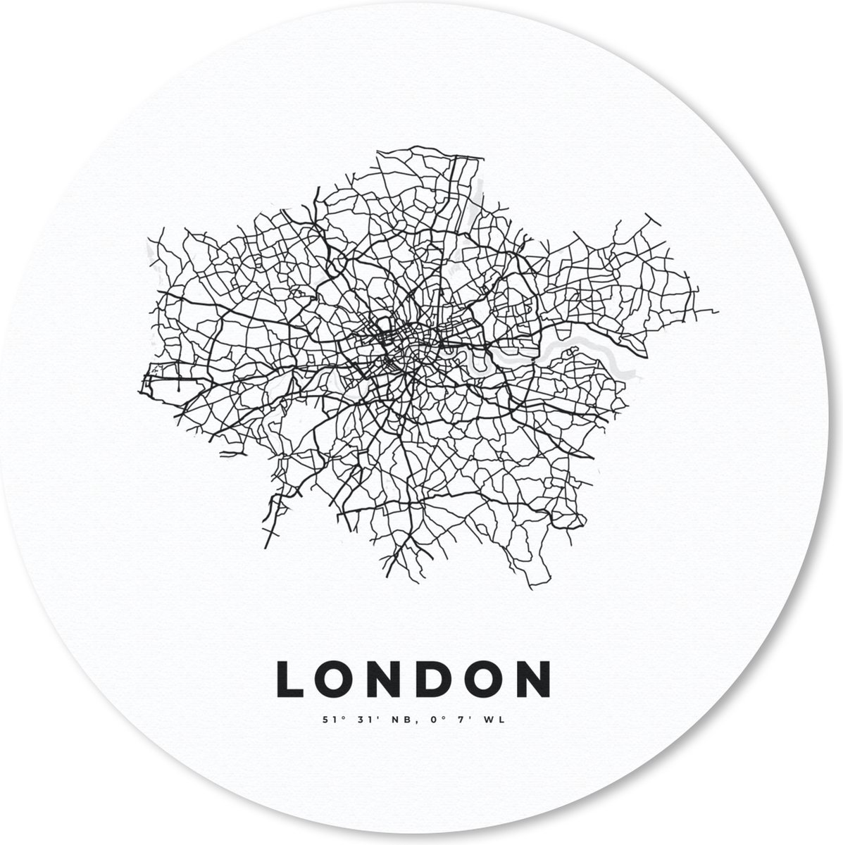 Muismat rond 30x30 cm - Mousepad Londen - Engeland - Kaart - Ronde muismatten