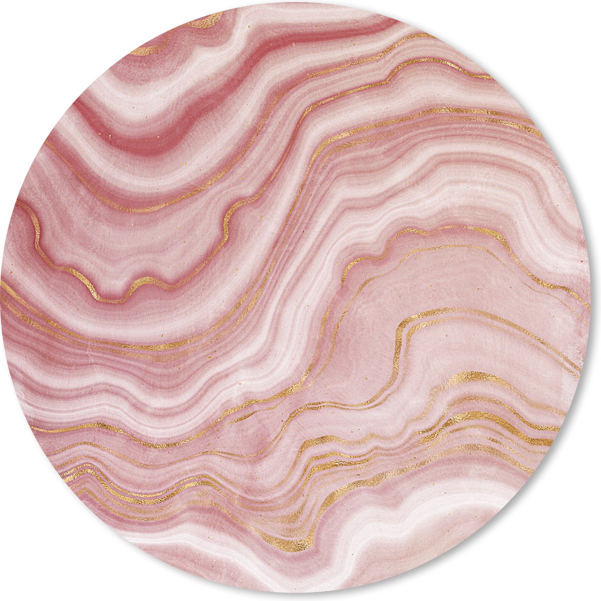 Muismat rond 20x20 cm - Mousepad Marmer - Rood - Gouden - Ronde muismatten
