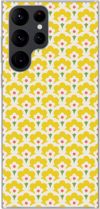 Coque Samsung Galaxy S22 Ultra - Design - Rétro - Seventies - Jaune - Coque en Siliconen téléphone -