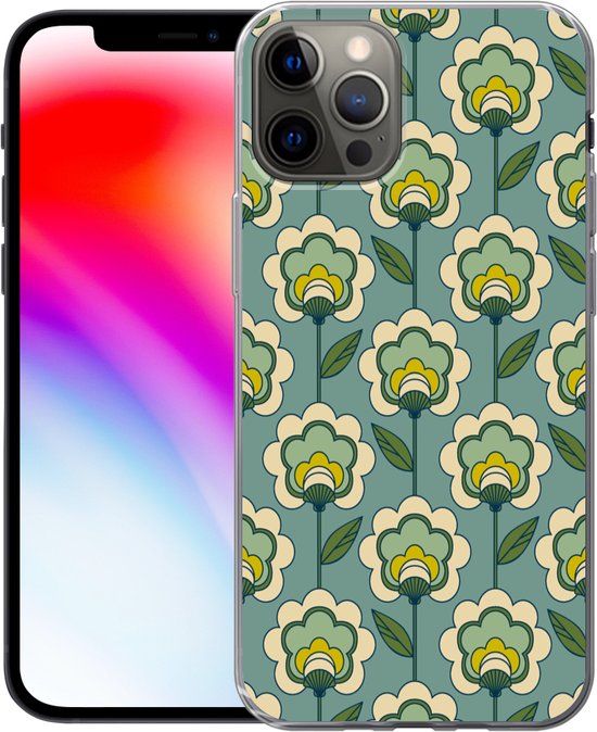 Coque iPhone 12 Pro - Rétro - Design - Années 1970 - Bloem - Coque de téléphone en Siliconen -
