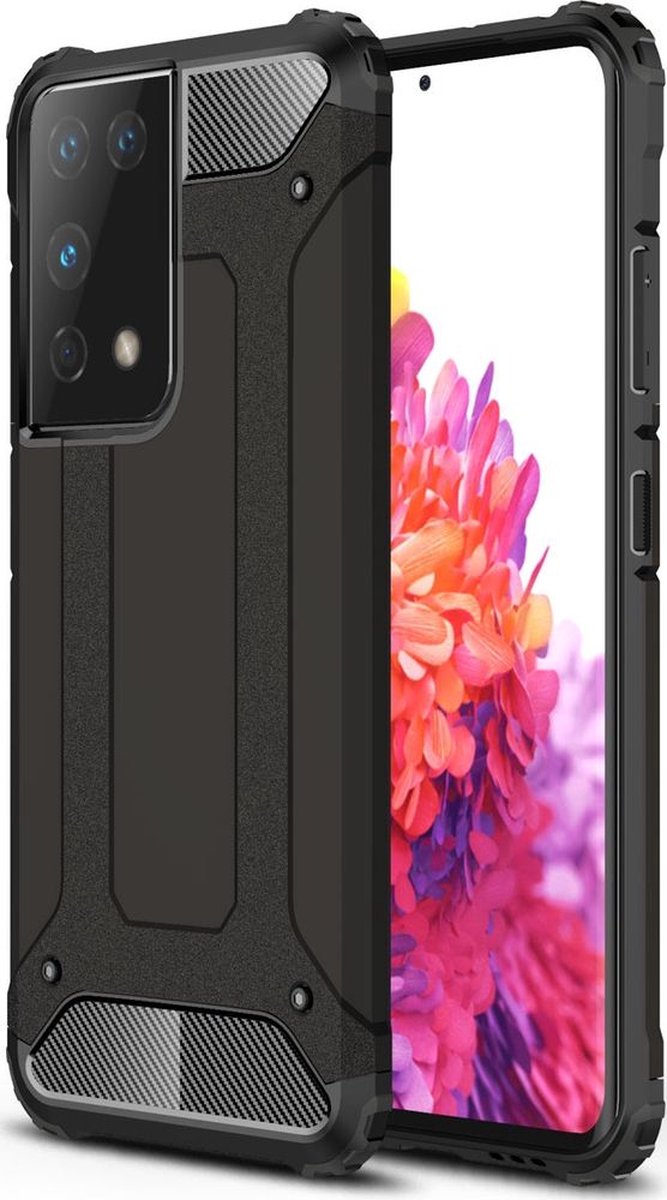 Mobigear Hoesje geschikt voor Samsung Galaxy S21 Ultra Telefoonhoesje Hardcase | Mobigear Outdoor Backcover Shockproof | Schokbestendig Galaxy S21 Ultra Telefoonhoesje | Anti Shock Proof - Zwart
