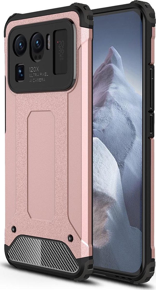 Mobigear Hoesje geschikt voor Xiaomi Mi 11 Ultra Telefoonhoesje Hardcase | Mobigear Outdoor Backcover Shockproof | Schokbestendig Mi 11 Ultra Telefoonhoesje | Anti Shock Proof - Roségoud