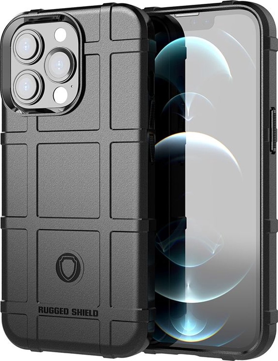 Mobigear Hoesje geschikt voor Apple iPhone 13 Pro Max Telefoonhoesje Flexibel TPU | Mobigear Rugged Shield Backcover Shockproof | Schokbestendig iPhone 13 Pro Max Telefoonhoesje | Anti Shock Proof - Zwart