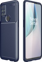 Mobigear Hoesje geschikt voor OnePlus Nord N10 5G Telefoonhoesje Flexibel TPU | Mobigear Racing Backcover | Nord N10 5G Case | Back Cover - Blauw