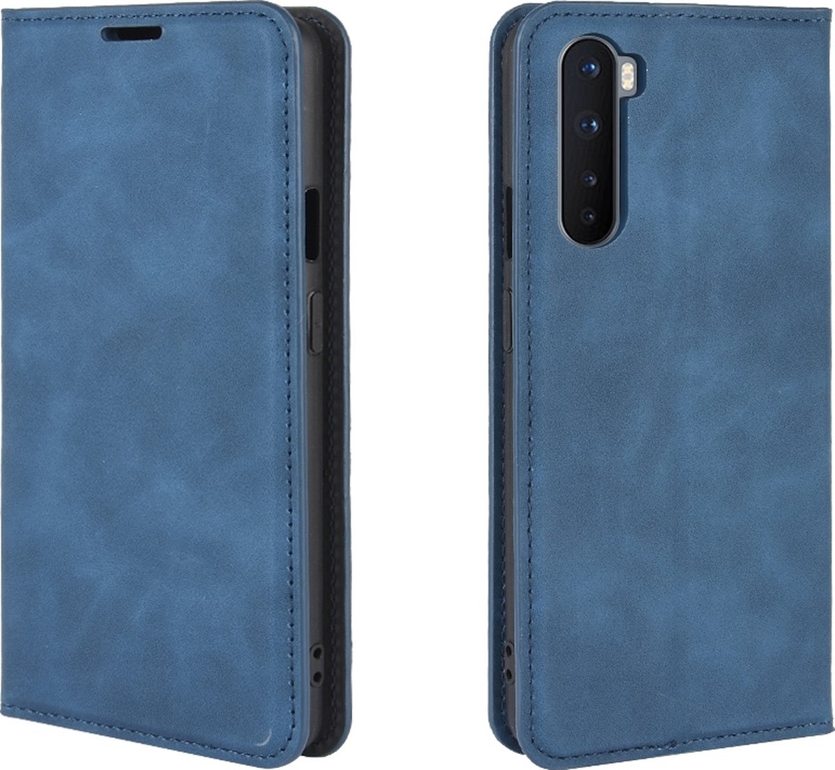 Mobigear Telefoonhoesje geschikt voor OnePlus Nord Hoesje | Mobigear Retro Slim Bookcase Portemonnee | Pasjeshouder voor 3 Pasjes | Telefoonhoesje voor Pinpas / OV Kaart / Rijbewijs - Blauw