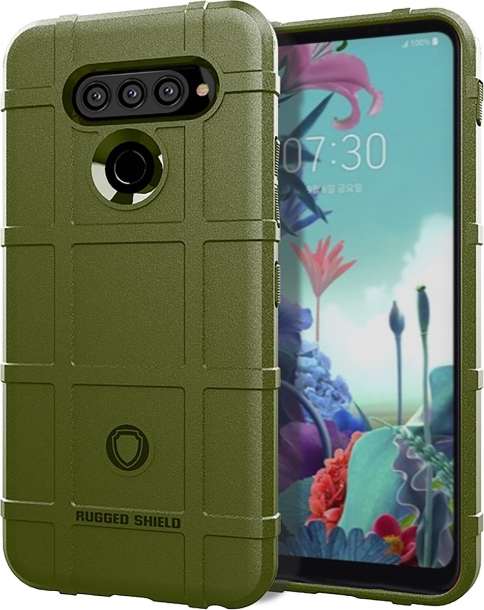 Mobigear Hoesje geschikt voor LG K51s Telefoonhoesje Flexibel TPU | Mobigear Rugged Shield Backcover Shockproof | Schokbestendig K51s Telefoonhoesje | Anti Shock Proof - Groen