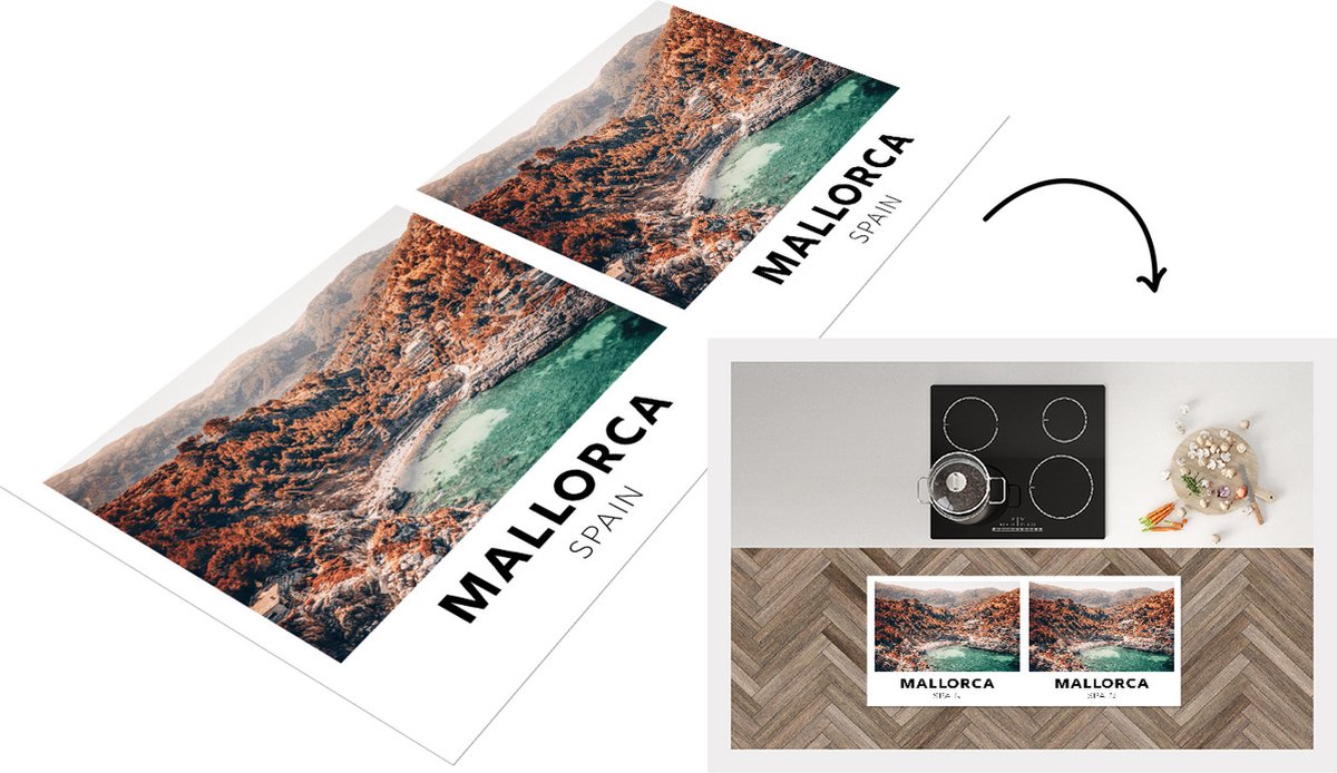 KitchenYeah Keukenloper - Loper keuken - Mallorca - Spanje - Berg - 120x50 cm - Keukenloper vinyl Multicolor