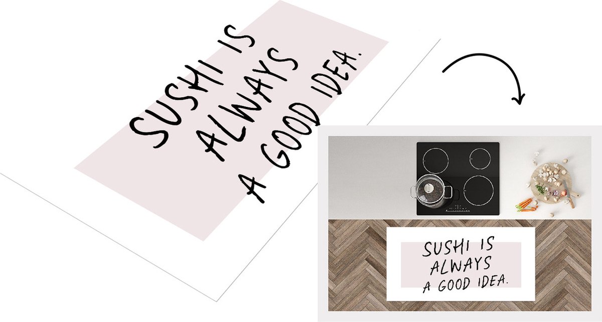 KitchenYeah Keukenloper - Loper keuken - Quotes - Eten - Sushi is always a good idea - Spreuken - Sushi - 120x60 cm - Keukenloper vinyl Multicolor