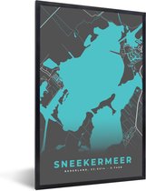 Cadre photo avec affiche - Carte - Frise - Sneekermeer - Plan de la ville - Carte - 40x60 cm - Cadre pour affiche