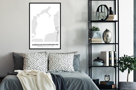 Cadre photo avec affiche - Carte - Friesland - Goëngarijpsterpoelen - Plan de la ville - Plan d'étage - 80x120 cm - Cadre pour affiche