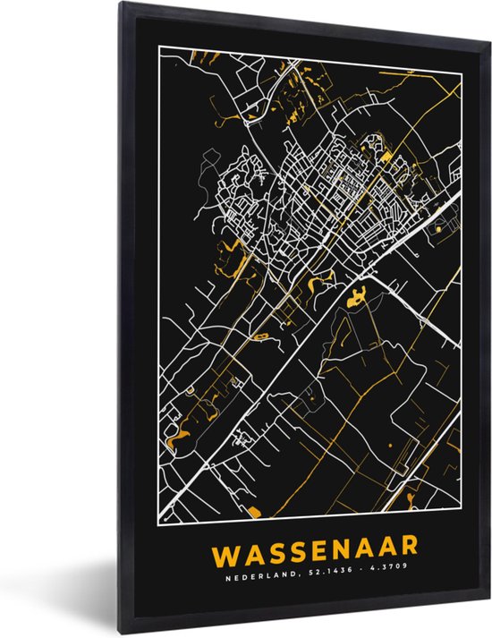 Fotolijst Incl Poster Wassenaar Black And Gold Stadskaart Plattegrond Kaart Bol Com