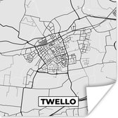 Poster Twello - Plattegrond - Zwart Wit - Stadskaart - Kaart - Nederand - 100x100 cm XXL