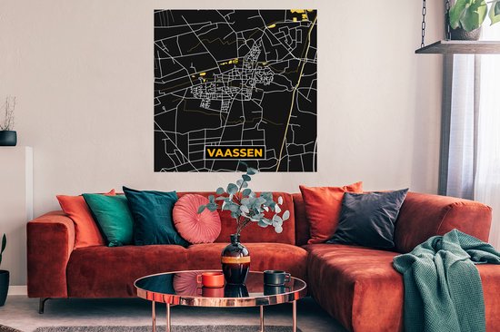Poster Vaassen - Plan de la ville - Carte - Carte - Or - Nederland - 100x100 cm XXL