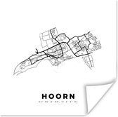 Poster City Map - Zwart Wit - Carte - Hoorn - Nederland - Carte - 75x75 cm