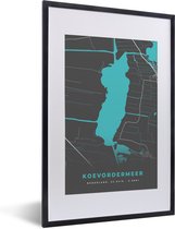 Cadre photo avec affiche - Frise - Water - Koevordermeer - Plan de la ville - Carte - Carte - 40x60 cm - Cadre pour affiche
