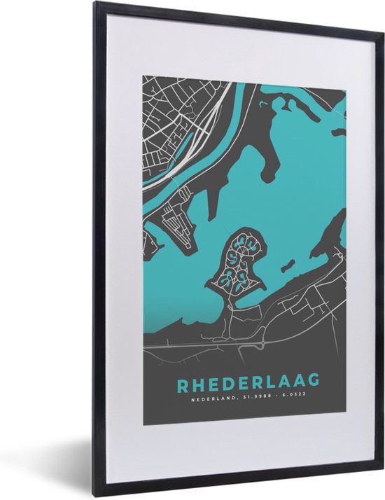 Fotolijst Incl Poster Stadskaart Water Rhederlaag Nederland Kaart Bol Com