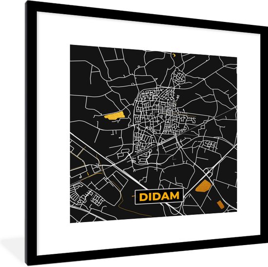 Cadre photo avec affiche - Carte - Or - Carte - Didam - Plan de la ville - 40x40 cm - Cadre pour affiche