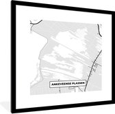 Fotolijst incl. Poster - Kaart - Ankeveense Plassen - Plattegrond - Nederland - Stadskaart - 40x40 cm - Posterlijst
